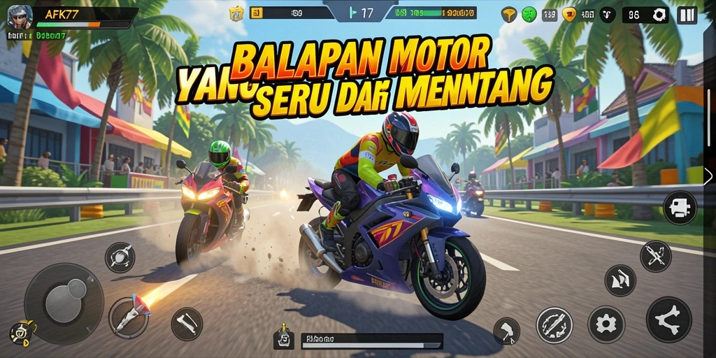 Tampilan gameplay AFK77 yang seru dan mendebarkan saat balapan.