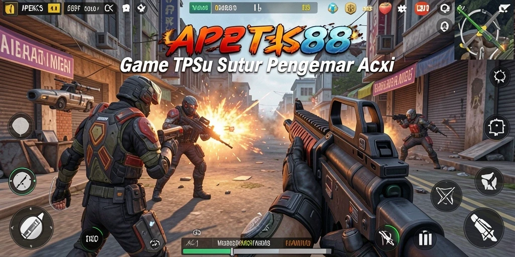 Tampilan gameplay menegangkan di APEK88 dengan aksi TPS yang cepat.