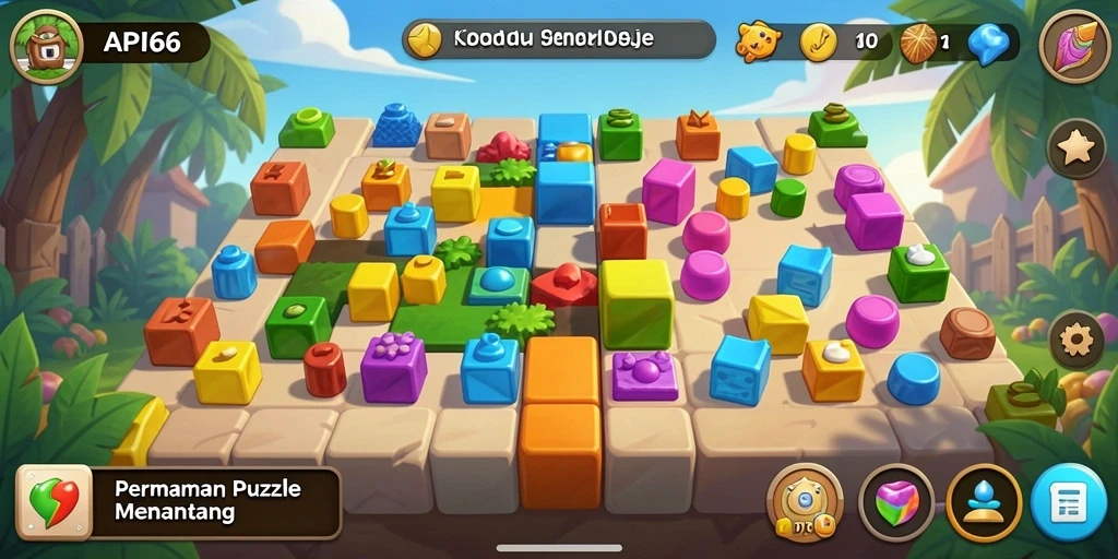 Screenshot menunjukkan gameplay seru dari API66, menghadirkan tantangan Puzzle yang menarik.