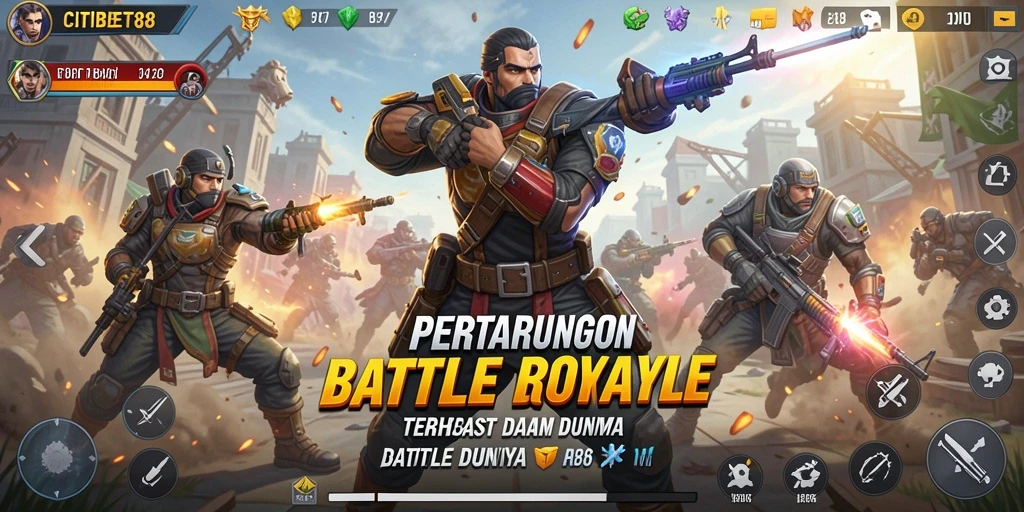 Tangkapan layar gameplay CITIBET88 dalam aksi Battle Royale.