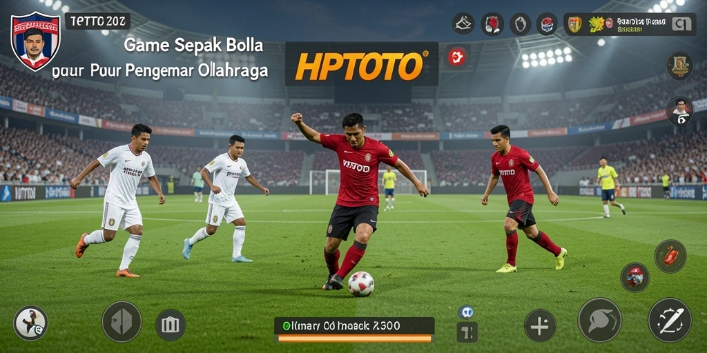 Screenshot gameplay HPTOTO yang menampilkan aksi di lapangan sepak bola.