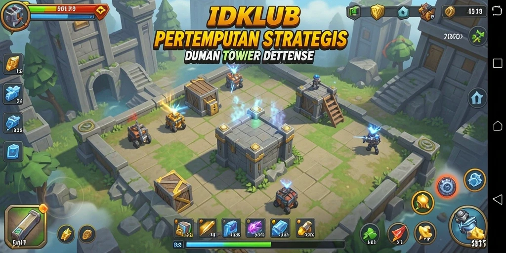 Tangkapan layar menunjukkan aksi seru dalam gameplay Tower Defense IDKLUB.