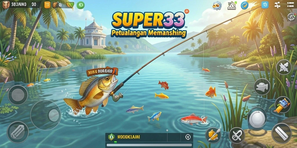 Screenshot gameplay SUPER33 menampilkan aksi memancing yang seru dan menantang.