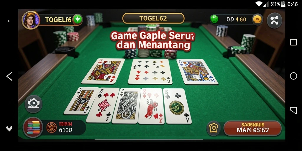 Screenshot gameplay TOGEL62 menampilkan keseruan bermain Gaple secara langsung.