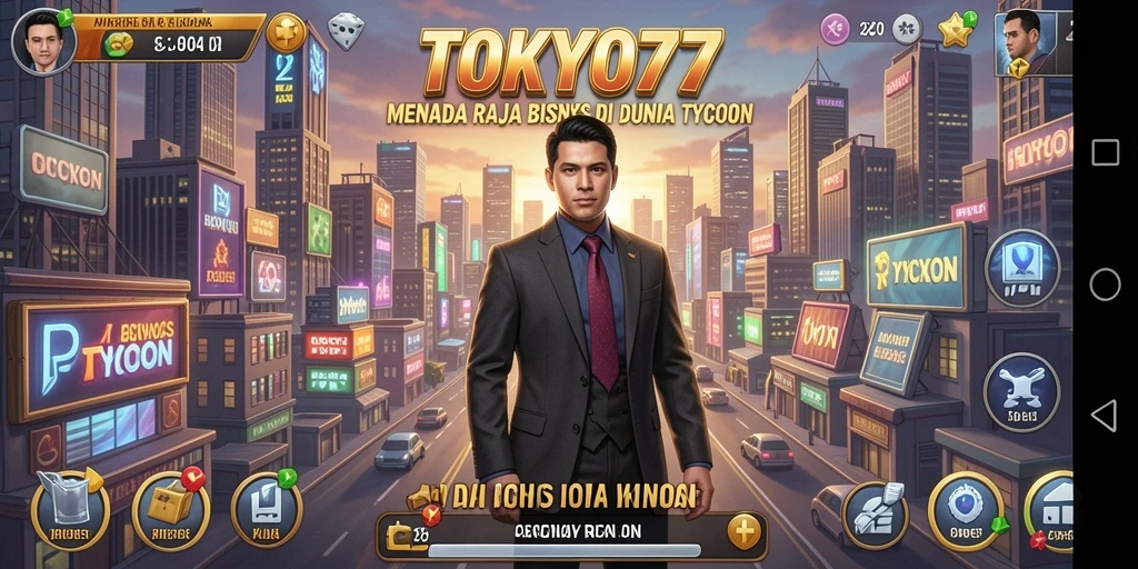 Tampilan gameplay menarik di TOKYO77 yang menunjukkan pengelolaan bisnis.