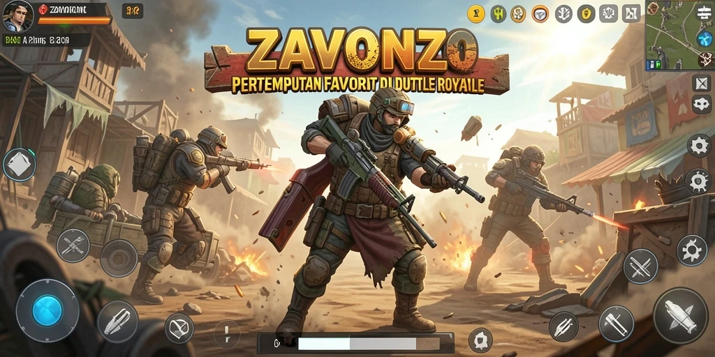 Screenshot menunjukkan aksi seru di medan perang ZAVONZO.